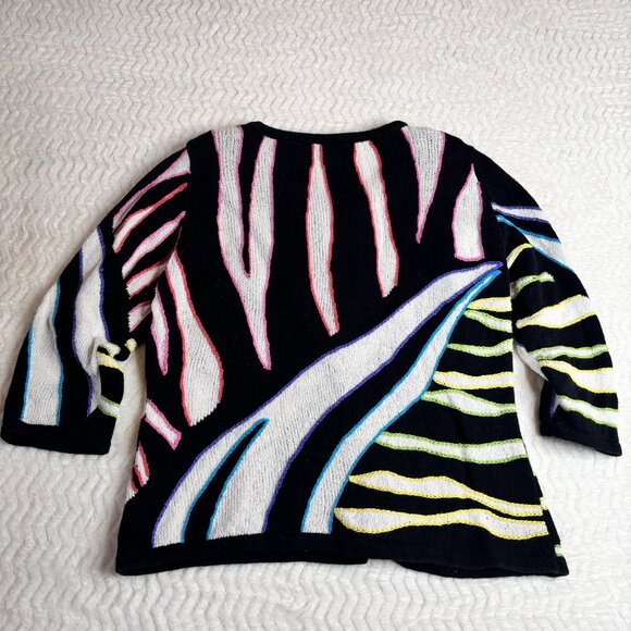Vintage Design Options by Philip & Jane Gordon Women's Abstract Striped Cardigan - Picture 2 of 9
